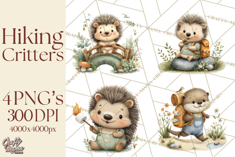 Cute Hiking Woodland Animals Adventure Clipart PNG