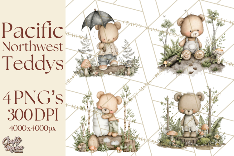 Pacific Northwest Teddy Bear Woodland Clipart