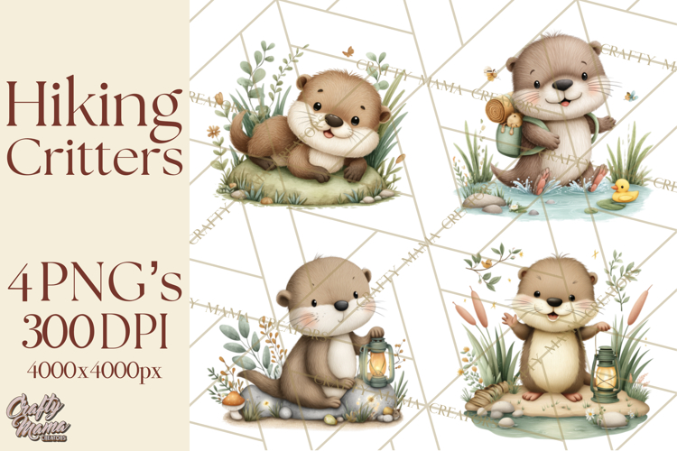 Cute Hiking Woodland Animals Adventure Clipart PNG