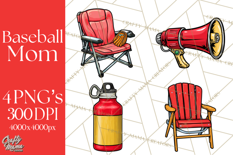 Baseball Mom Clipart PNG with Baseball Gear, Baseball Mama