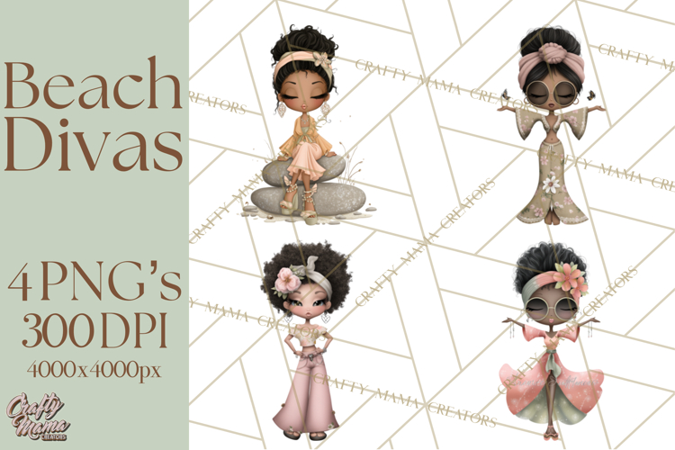 Beach Diva Summer Girls PNG Beach Glam Clipart