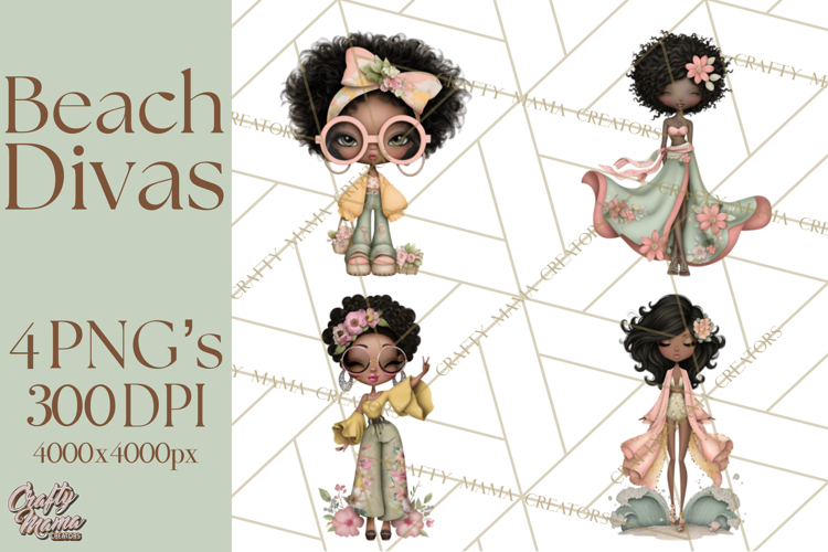 Beach Diva Summer Girls PNG Beach Glam Clipart