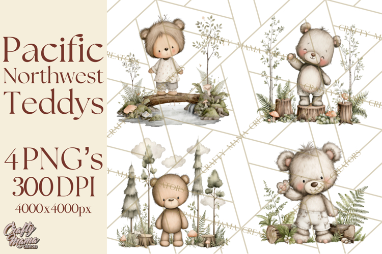 Pacific Northwest Teddy Bear Woodland Clipart
