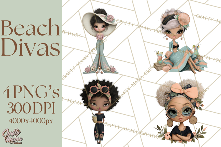 Beach Diva Summer Girls PNG Beach Glam Clipart