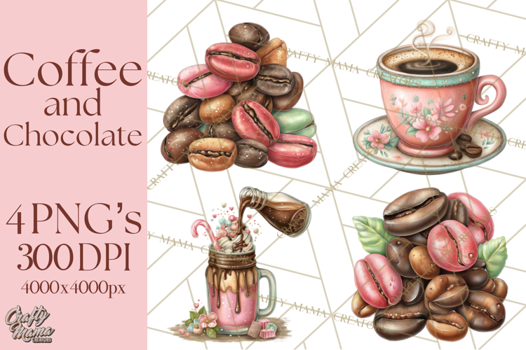 Coffee and Chocolate Clipart PNG Cafe Drinks Dessert Art