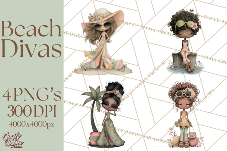 Beach Diva Summer Girls PNG Beach Glam Clipart