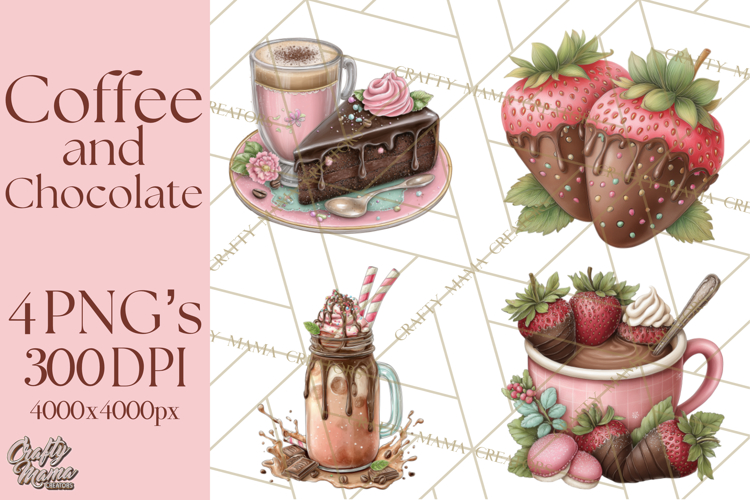 Coffee and Chocolate Clipart PNG Cafe Drinks Dessert Art