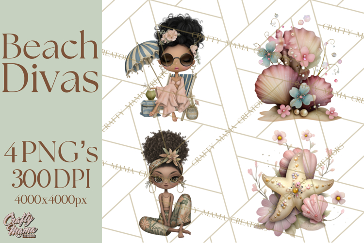 Beach Diva Summer Girls PNG Beach Glam Clipart