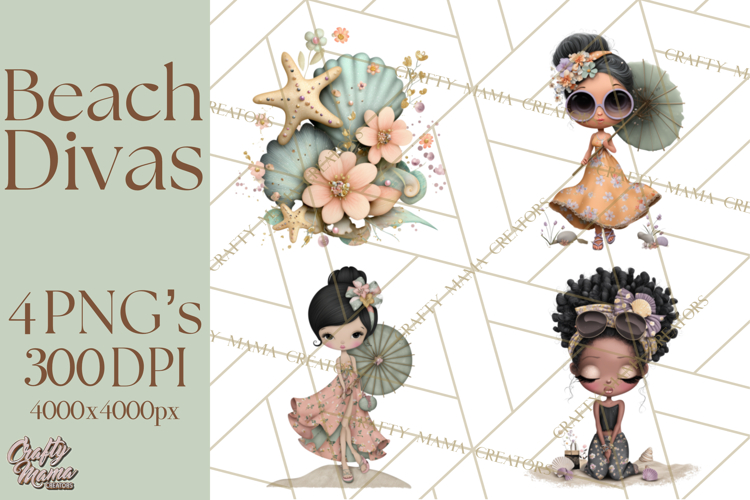 Beach Diva Summer Girls PNG Beach Glam Clipart