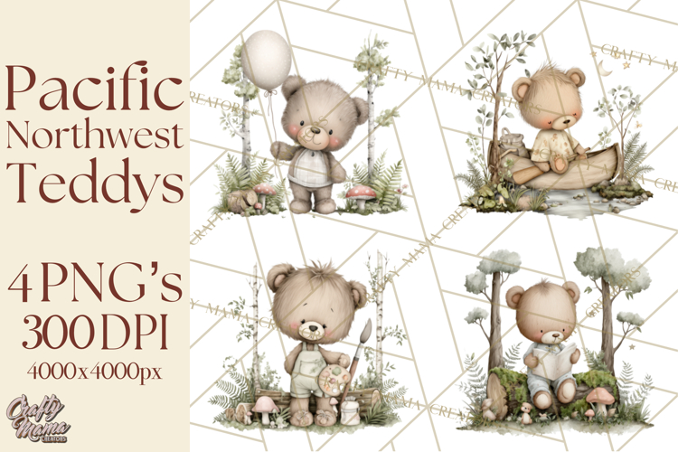 Pacific Northwest Teddy Bear Woodland Clipart