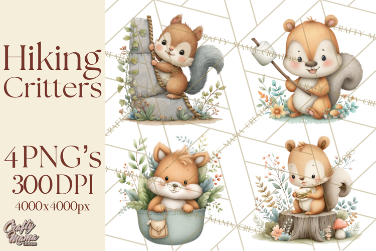 Cute Hiking Woodland Animals Adventure Clipart PNG