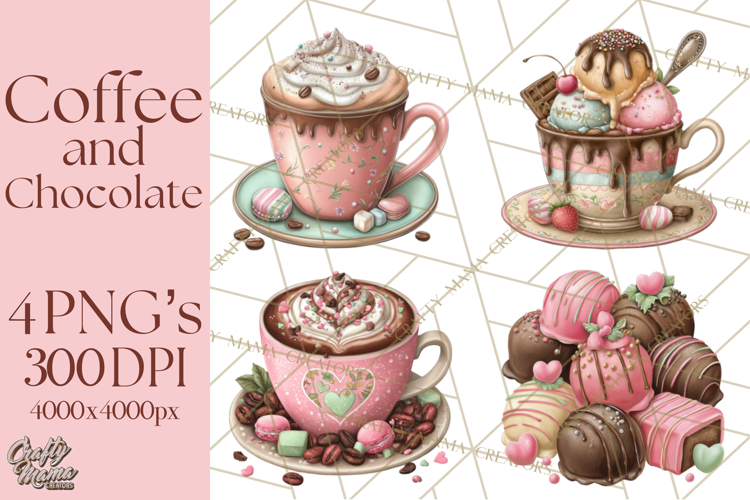Coffee and Chocolate Clipart PNG Cafe Drinks Dessert Art