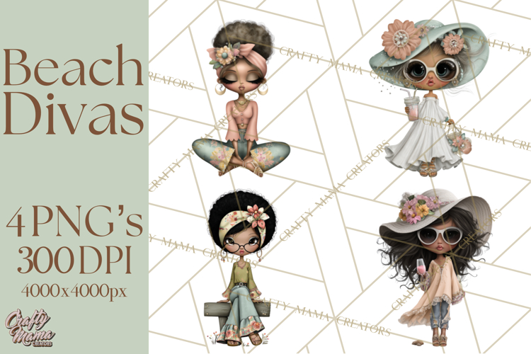 Beach Diva Summer Girls PNG Beach Glam Clipart