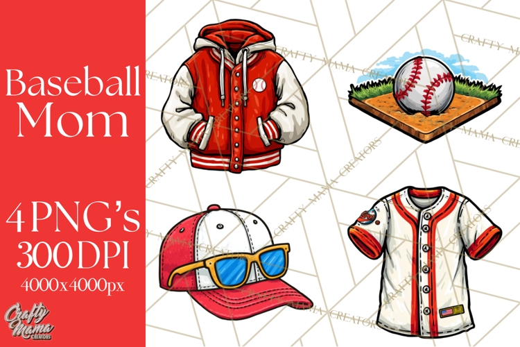 Baseball Mom Clipart PNG with Baseball Gear, Baseball Mama