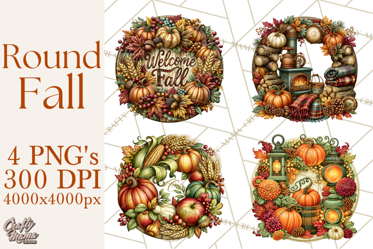 Round Fall Wood Sign PNG Clipart