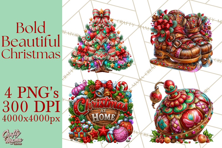 Bold Beautiful Christmas Clipart PNG