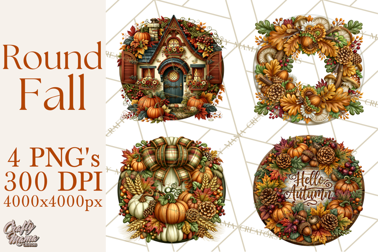 Round Fall Wood Sign PNG Clipart