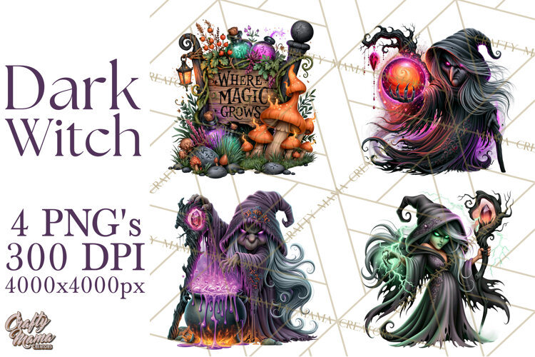 Dark Witch Fantasy PNG Clipart example image 1