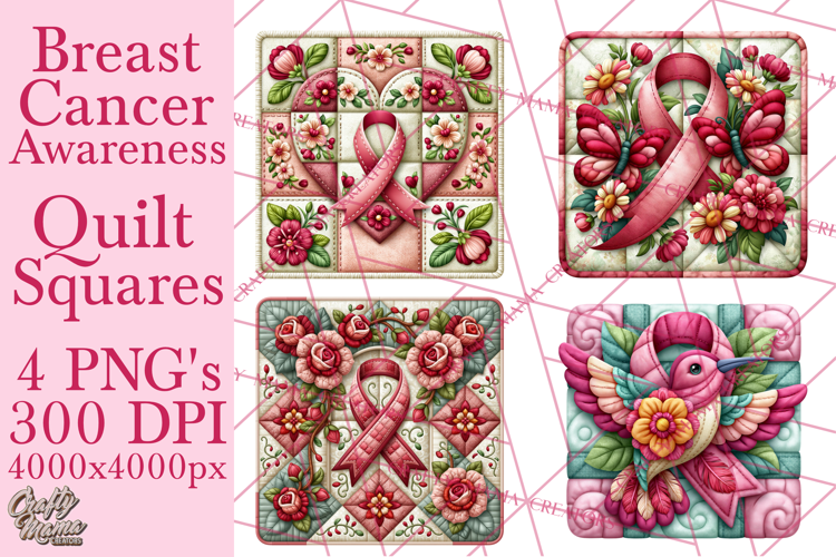 Breast Cancer Awareness Quilt Squares PNG