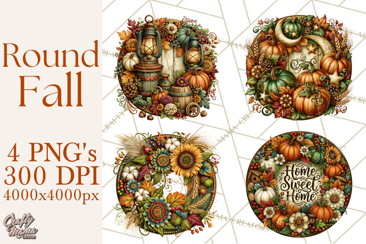 Round Fall Wood Sign PNG Clipart example image 1