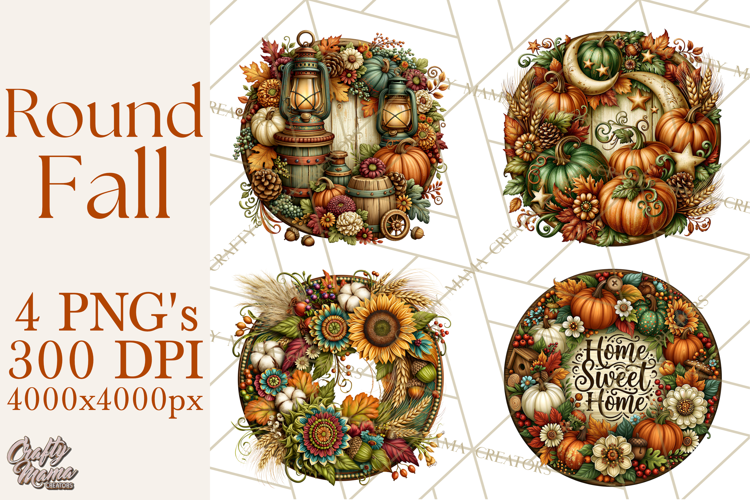 Round Fall Wood Sign PNG Clipart