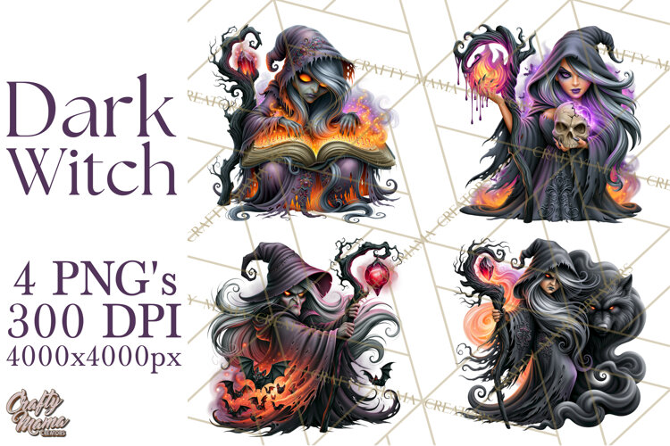 Dark Witch Fantasy PNG Clipart example image 1
