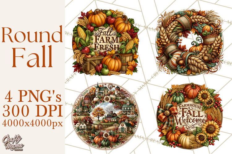Round Fall Wood Sign PNG Clipart