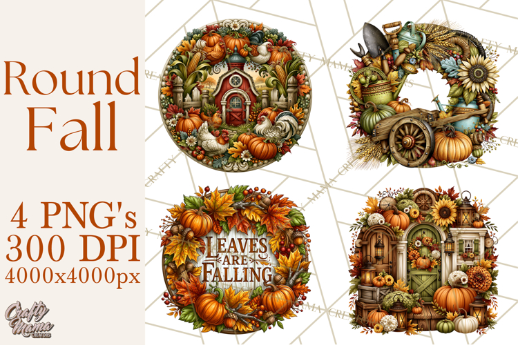 Round Fall Wood Sign PNG Clipart