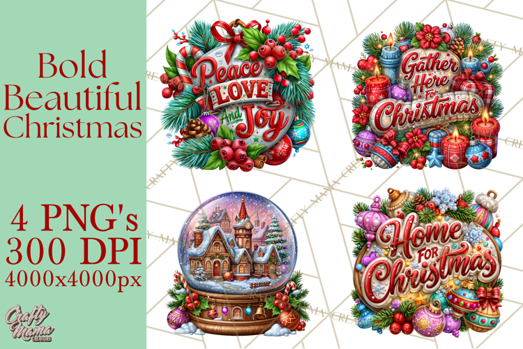 Bold Beautiful Christmas Clipart PNG