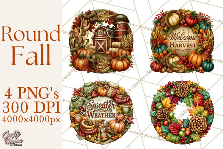 Round Fall Wood Sign PNG Clipart example image 1