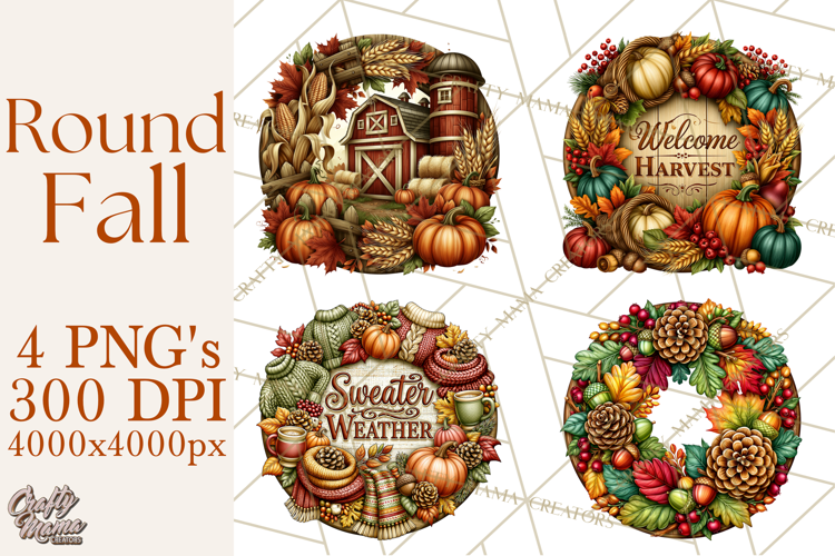 Round Fall Wood Sign PNG Clipart
