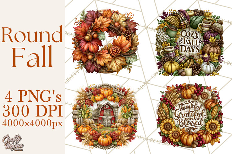 Round Fall Wood Sign PNG Clipart example image 1