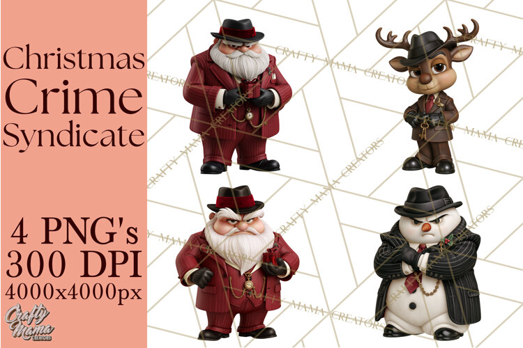 Christmas Crime Syndicate PNG Clipart, Mobster Santa