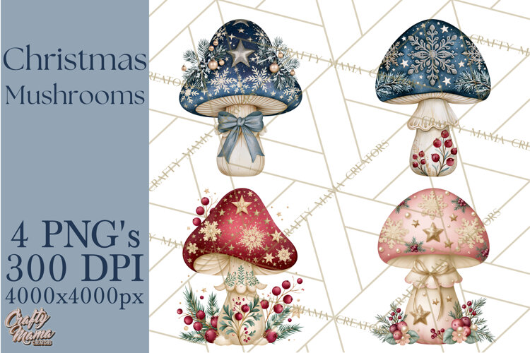 Christmas Mushroom Clipart PNG