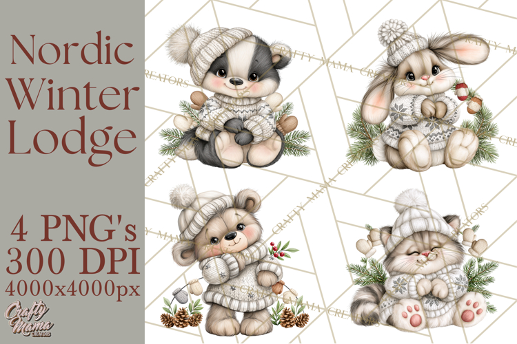Nordic Winter Lodge Cozy Woodland Clipart PNG