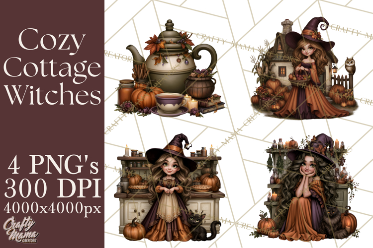 Cozy Cottage Witch PNG, Halloween Clipart