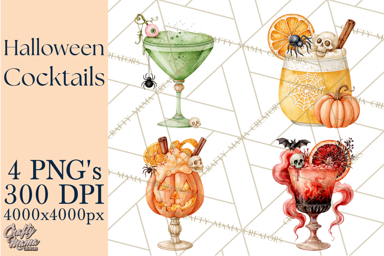 Halloween Cocktails Clipart PNG, Spooky Drinks