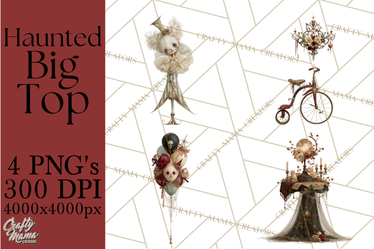 Haunted Circus Clipart PNG, Spooky Halloween Clowns