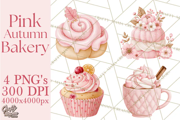 Pink Autumn Bakery Clipart PNG