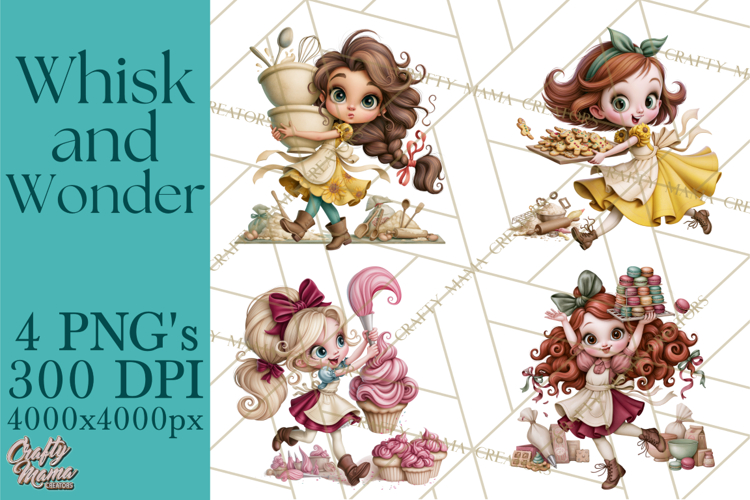Whimsical Bakery Girls & Boys PNG Clipart, Baker Characters