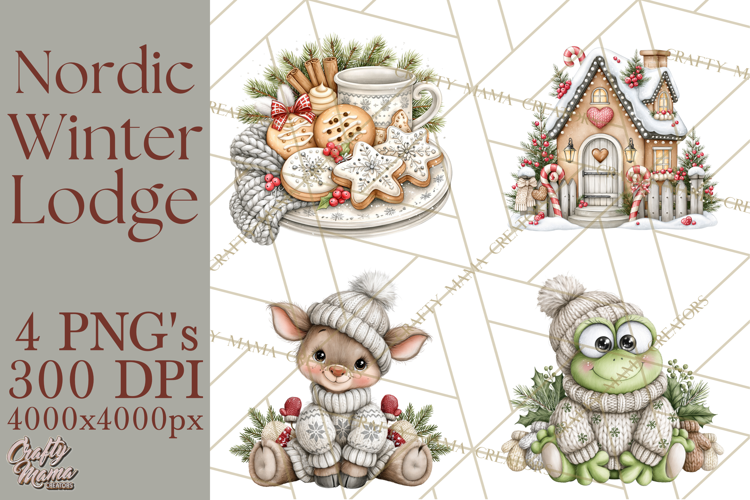 Nordic Winter Lodge Cozy Woodland Clipart PNG