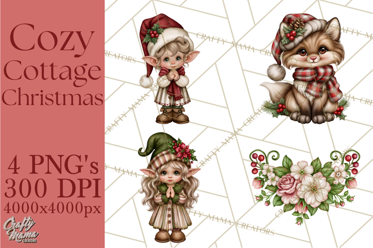 Cozy Cottage Christmas Printable Clipart PNG