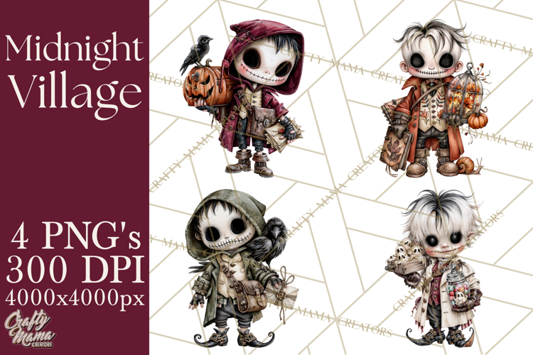 Pumpkin Village Residents PNG Halloween Clipart