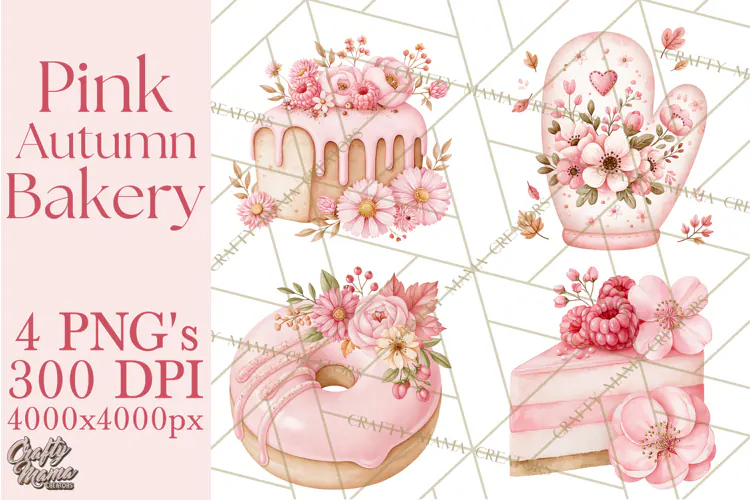 Pink Autumn Bakery Clipart PNG