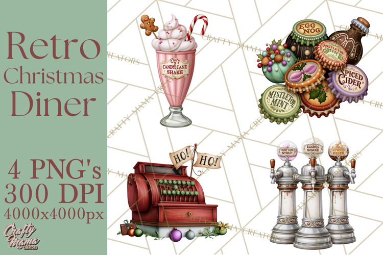 1950s Vintage Christmas Clipart Retro Soda Fountain Clip Art