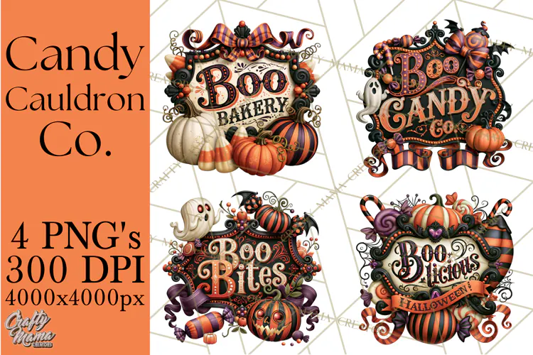 Retro Halloween Candy Shop Clipart PNG
