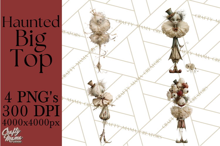 Haunted Circus Clipart PNG, Spooky Halloween Clowns