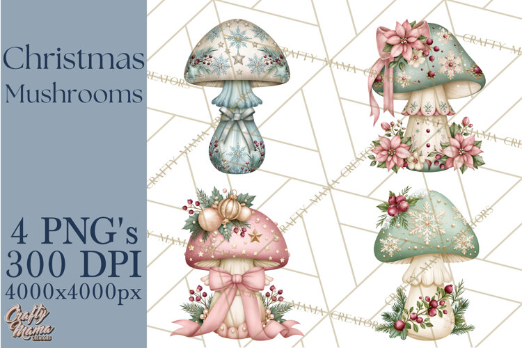 Christmas Mushroom Clipart PNG example image 1
