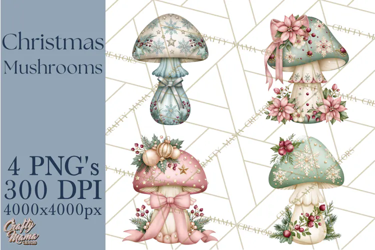 Christmas Mushroom Clipart PNG