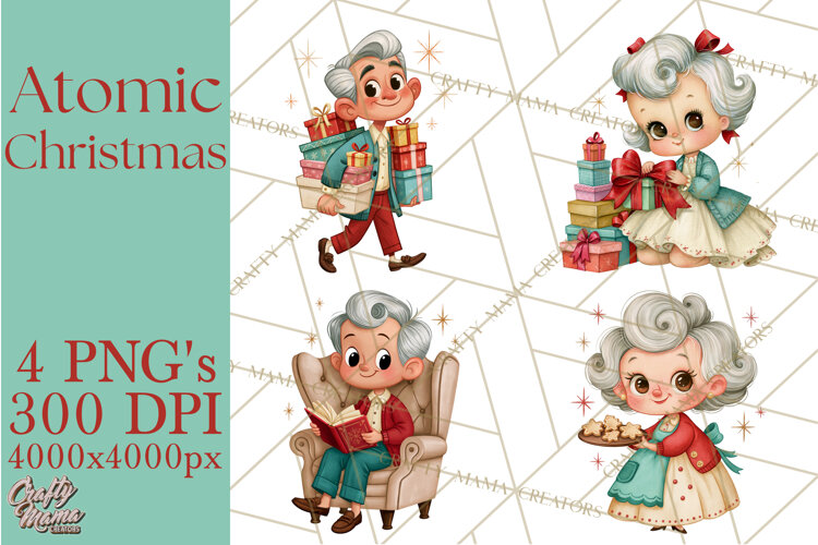 Atomic Age Christmas Clipart PNG, Retro 1950's Winter Decor example image 1